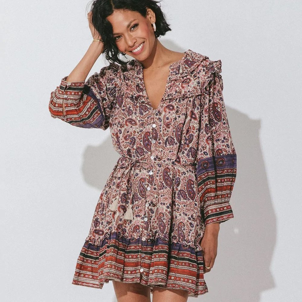 CLEOBELLA Reign Mini Dress Paisley Print Size Small
